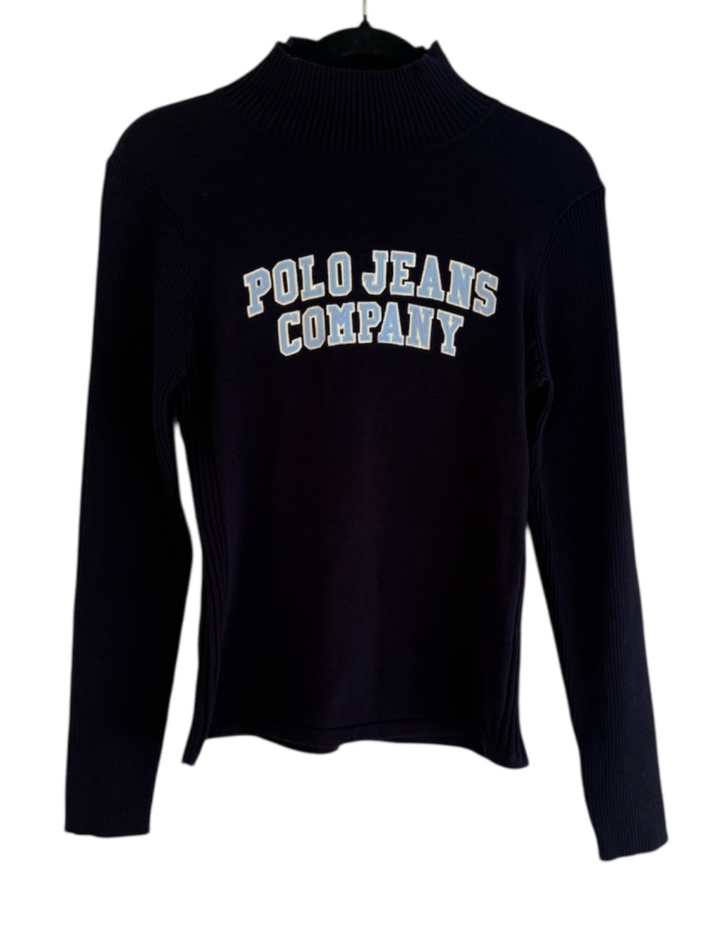 Vintage Polo Ralph Lauren Logo Turtle Neck Sweater Navy Size Medium